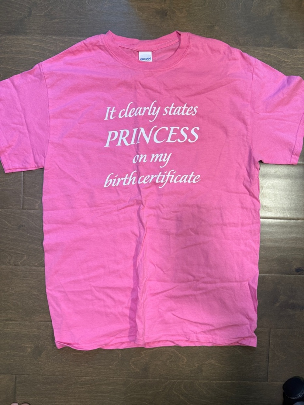 Pink Graphic Tee - "Princess on My Birth Certificate"